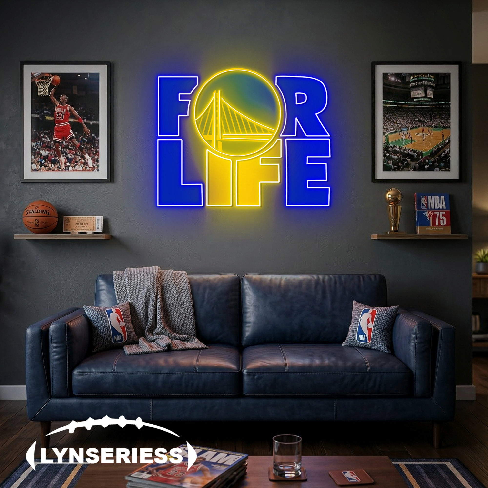 NBA Golden State Warriors For Life Acrylic Neon LED Sign Man Cave Decor Fan Gift Idea