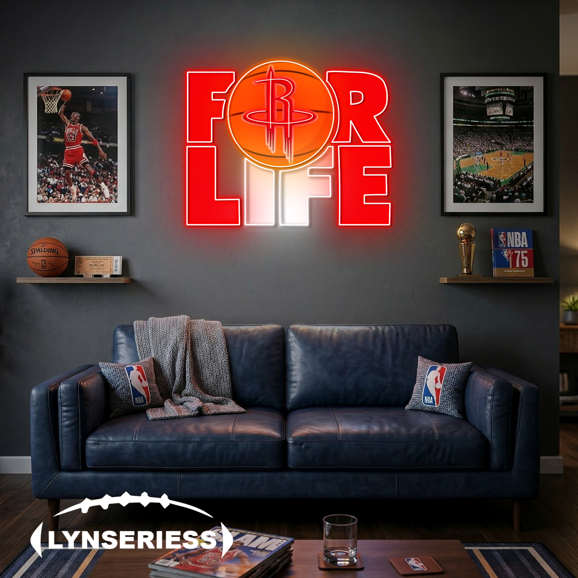 NBA Houston Rockets For Life Acrylic Neon LED Sign Man Cave Decor Fan Gift Idea