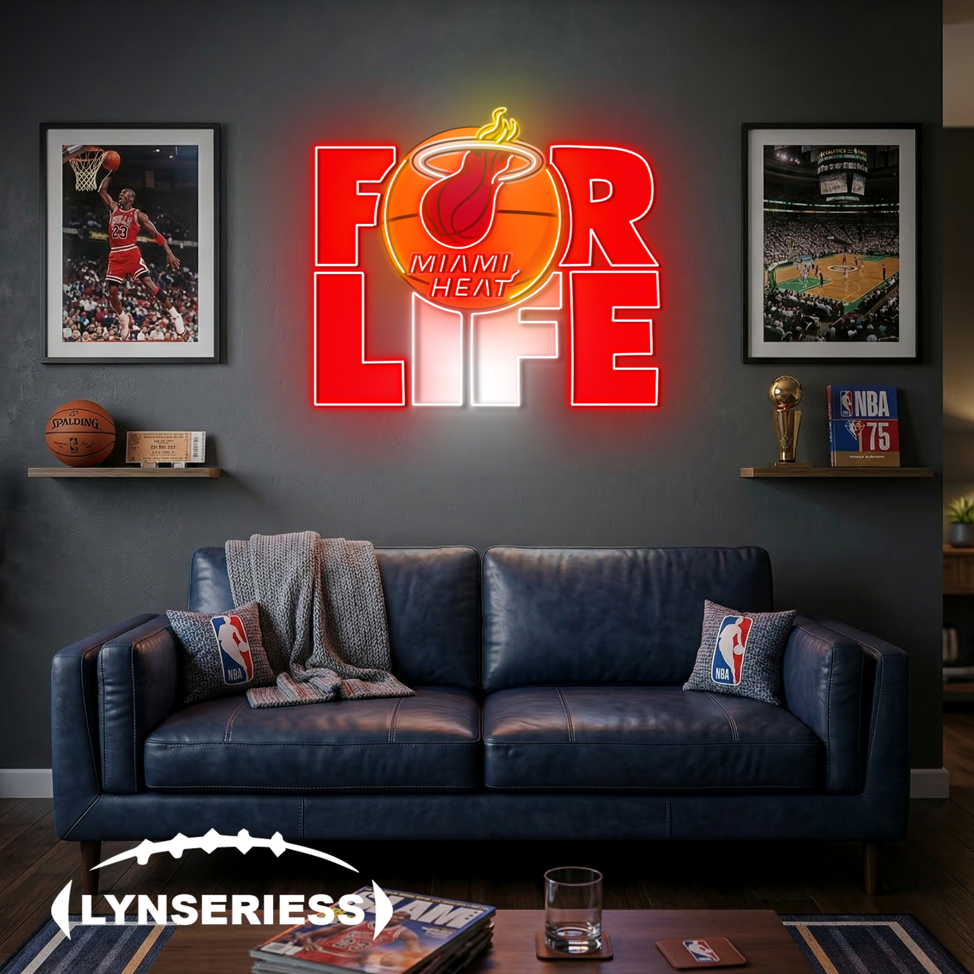 NBA Miami Heat For Life Acrylic Neon LED Sign Man Cave Decor Fan Gift Idea