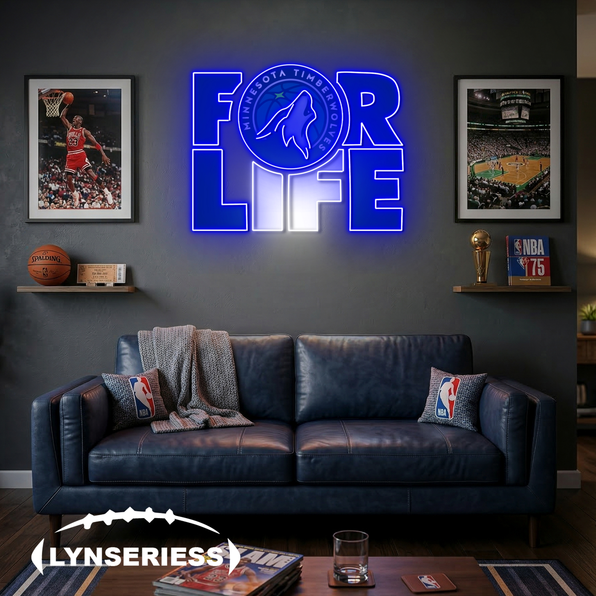 NBA Minnesota Timberwolves For Life Acrylic Neon LED Sign Man Cave Decor Fan Gift Idea