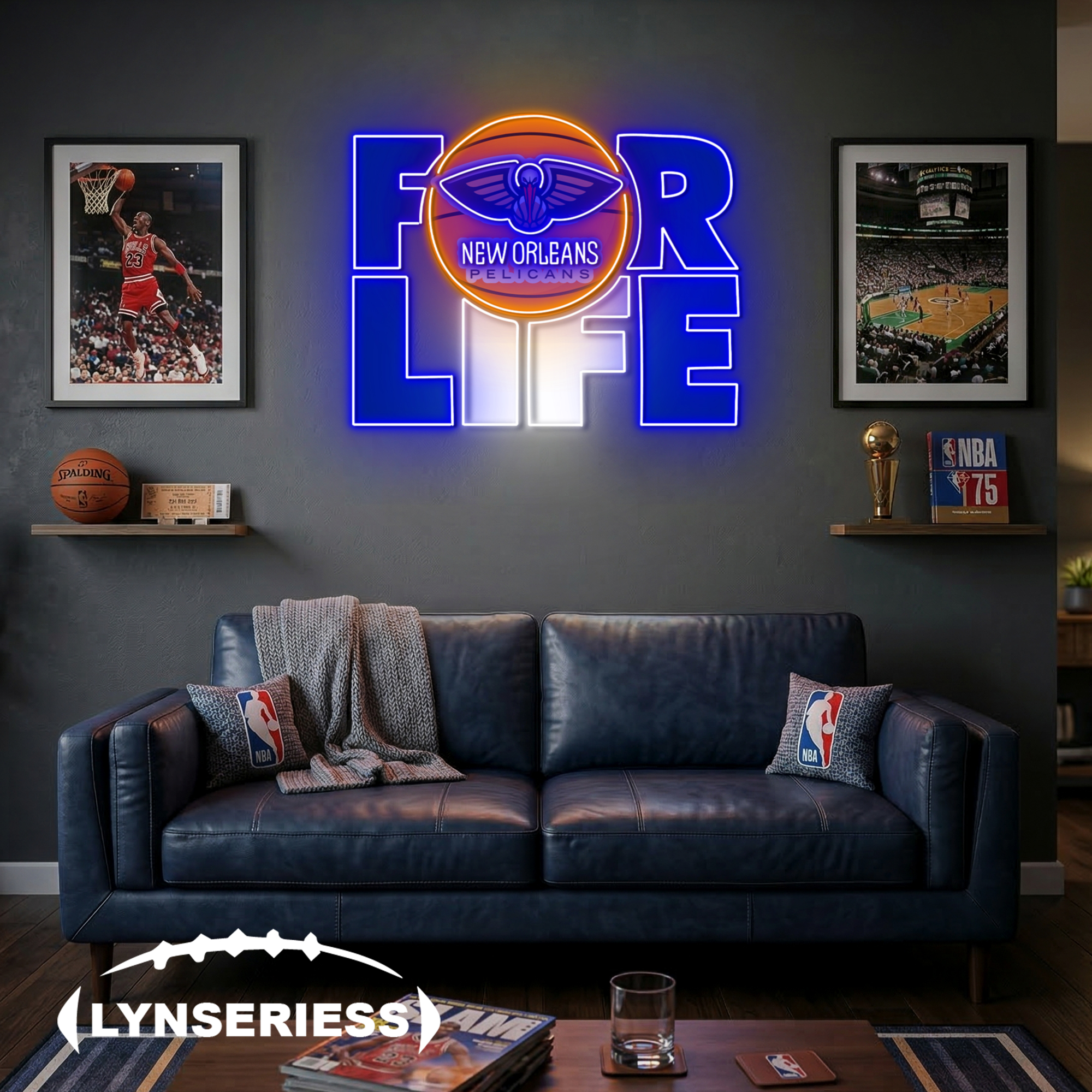 NBA New Orleans Pelicans For Life Acrylic Neon LED Sign Man Cave Decor Fan Gift Idea