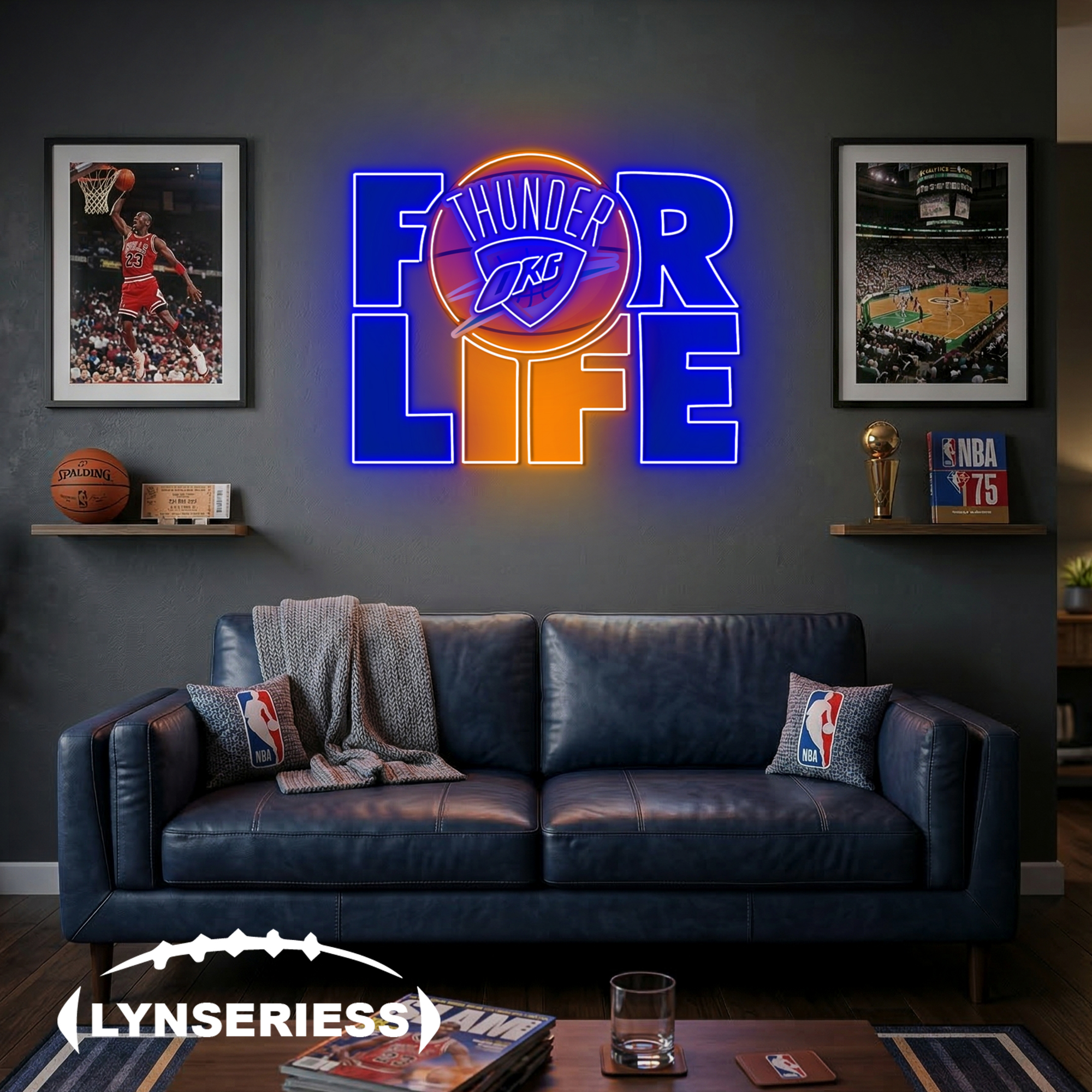 NBA Oklahoma City Thunder For Life Acrylic Neon LED Sign Man Cave Decor Fan Gift Idea