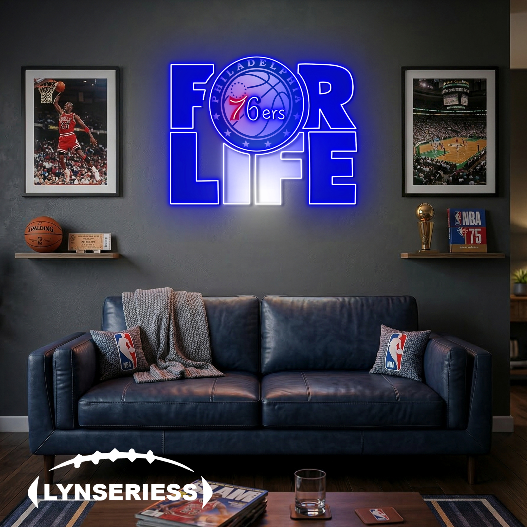 NBA Philadelphia ers For Life Acrylic Neon LED Sign Man Cave Decor Fan Gift Idea