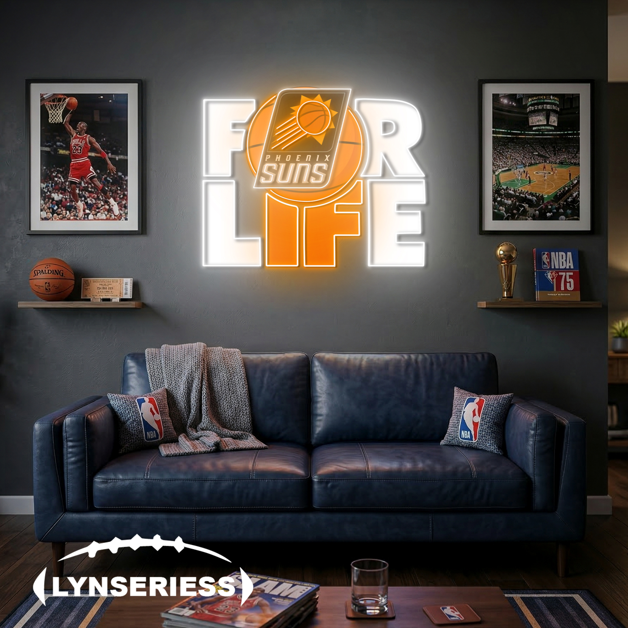 NBA Phoenix Suns For Life Acrylic Neon LED Sign Man Cave Decor Fan Gift Idea