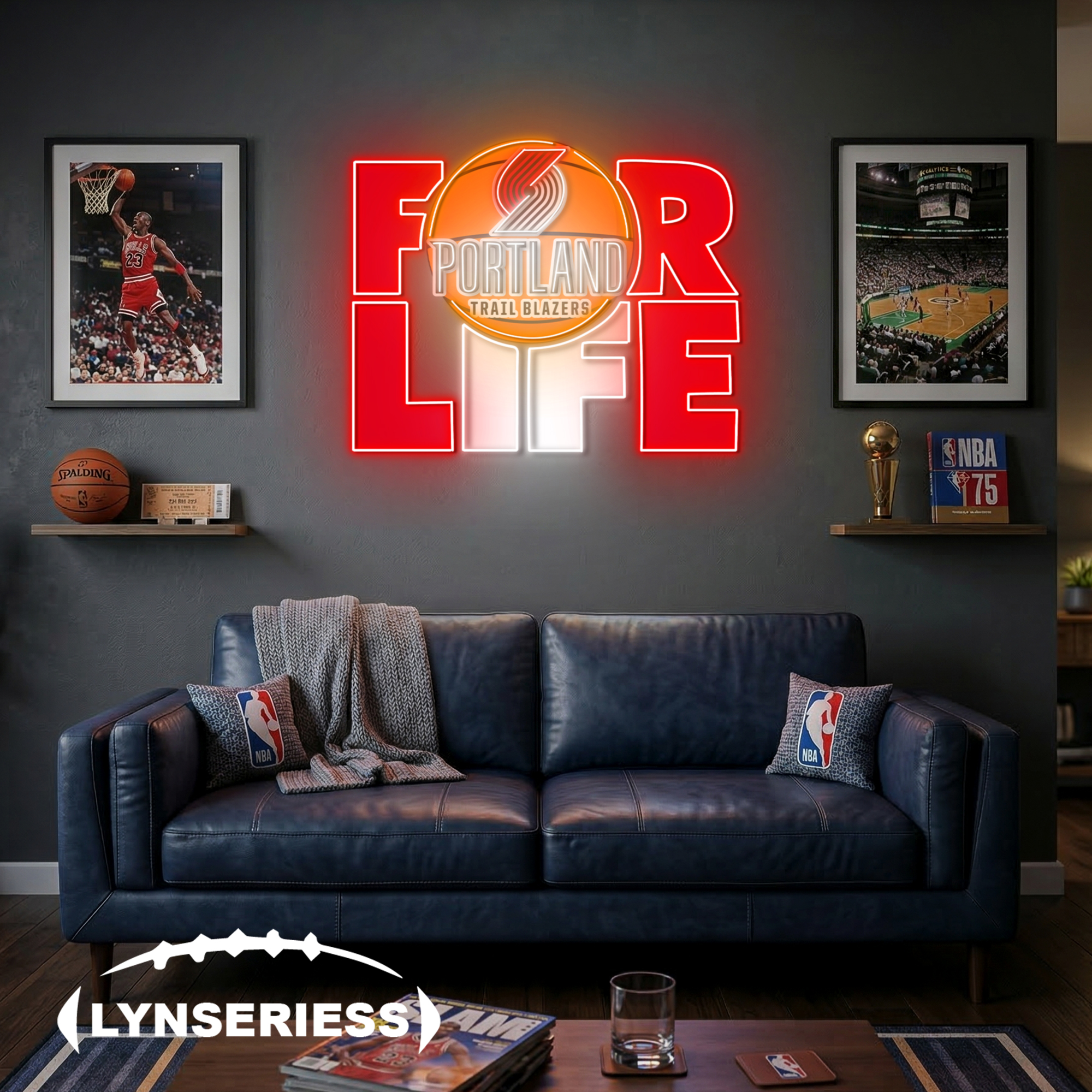 NBA Portland Trail Blazers For Life Acrylic Neon LED Sign Man Cave Decor Fan Gift Idea