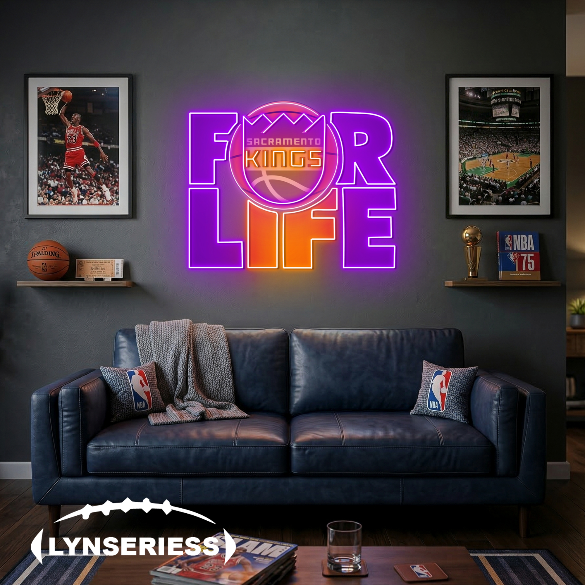 NBA Sacramento Kings For Life Acrylic Neon LED Sign Man Cave Decor Fan Gift Idea