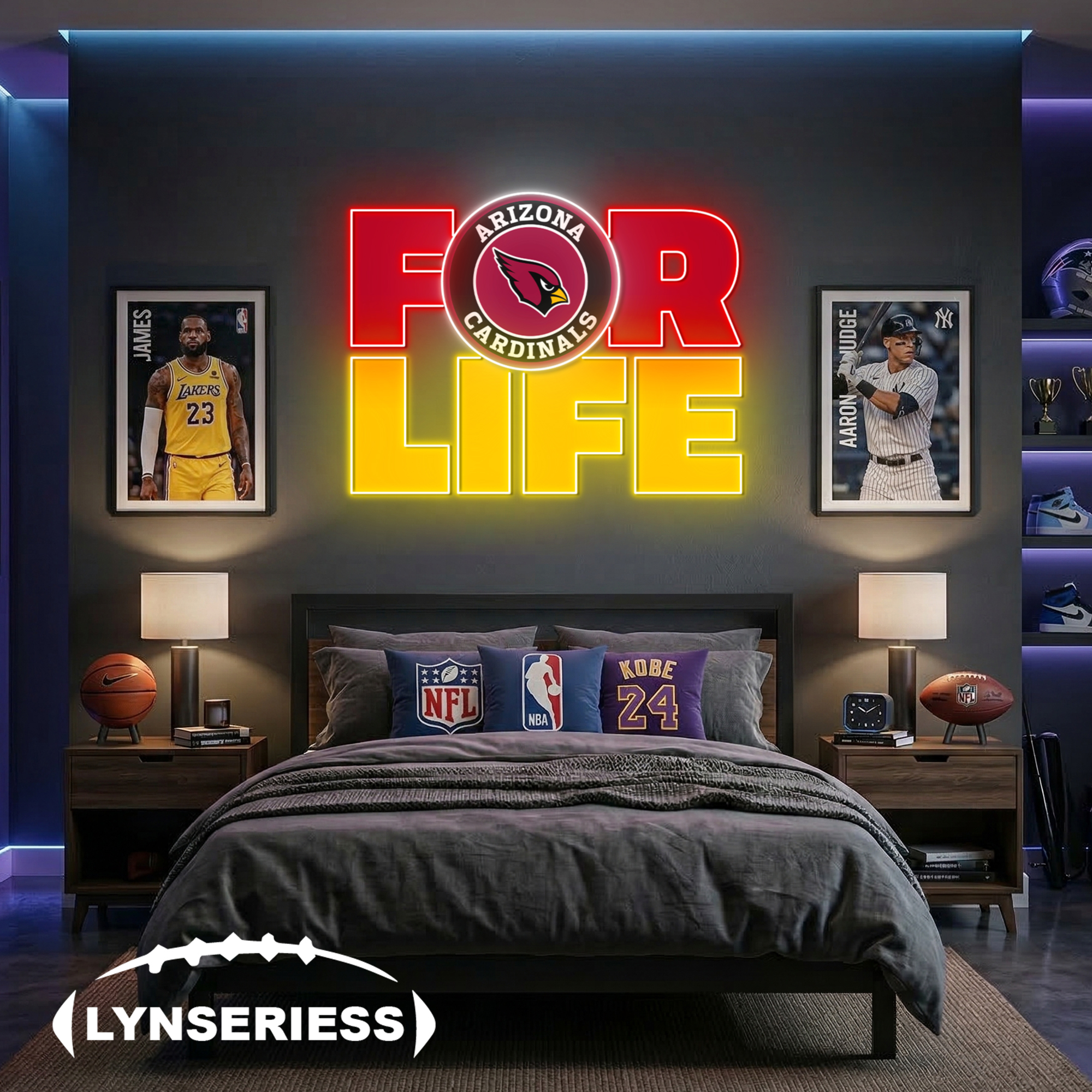 NFL Arizona Cardinals For Life Acrylic Neon LED Sign Man Cave Decor Fan Gift Idea