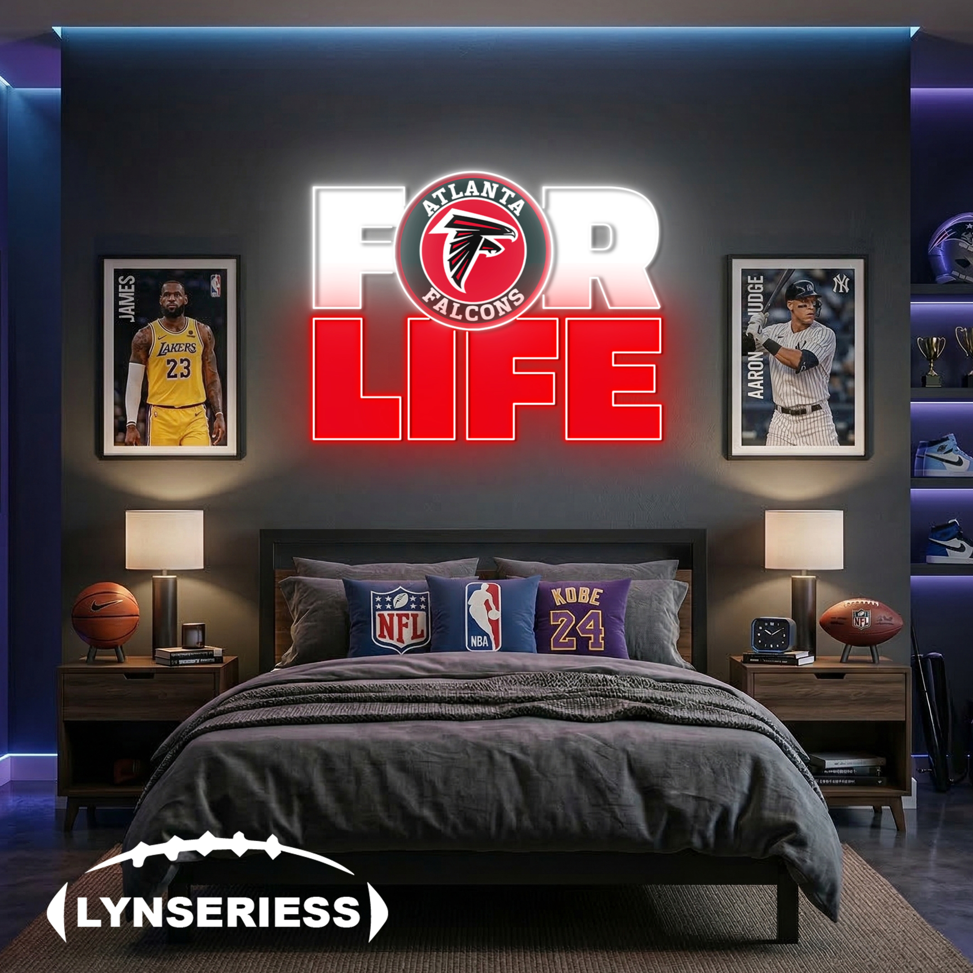 NFL Atlanta Falcons For Life Acrylic Neon LED Sign Man Cave Decor Fan Gift Idea