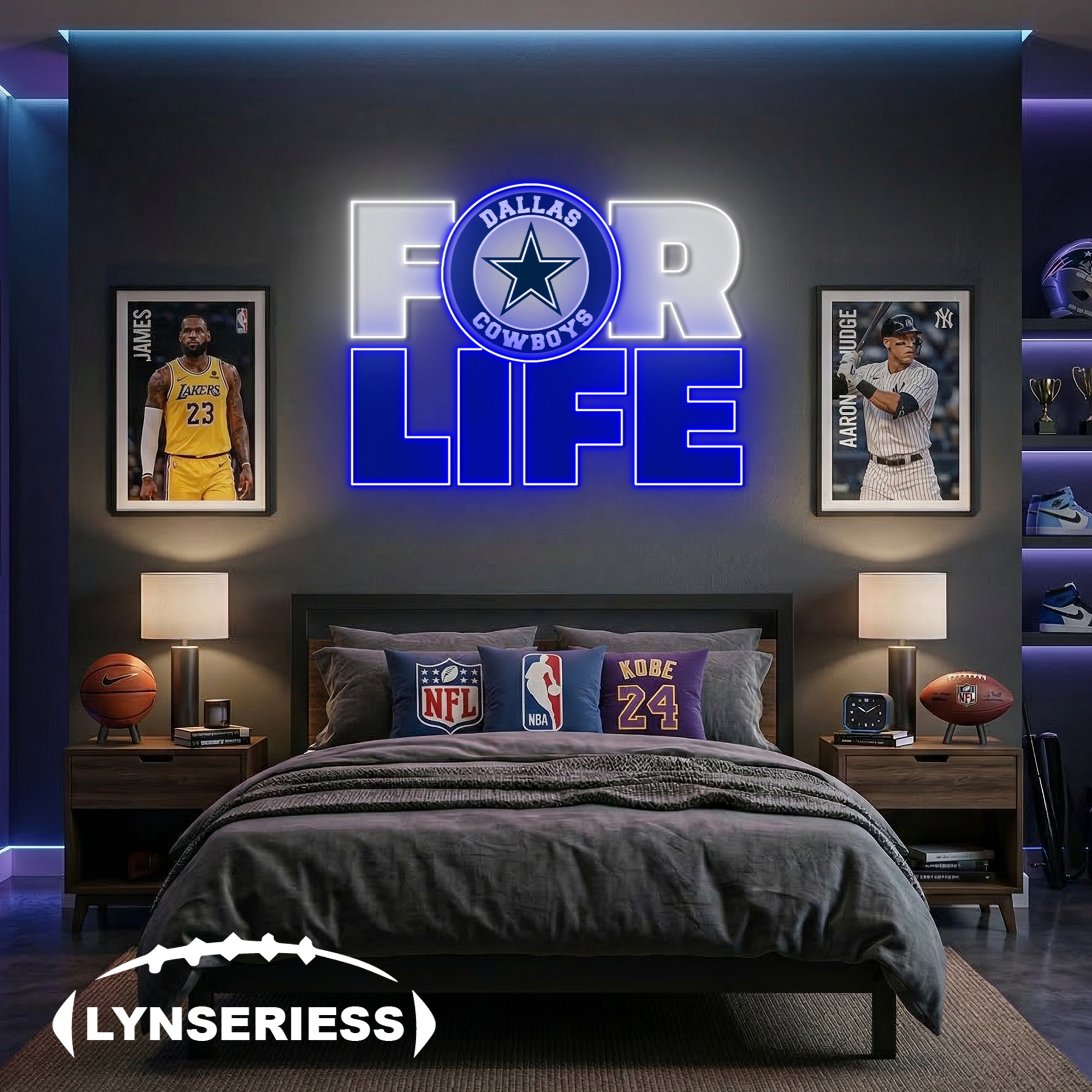 NFL Dallas Cowboys For Life Acrylic Neon LED Sign Man Cave Decor Fan Gift Idea