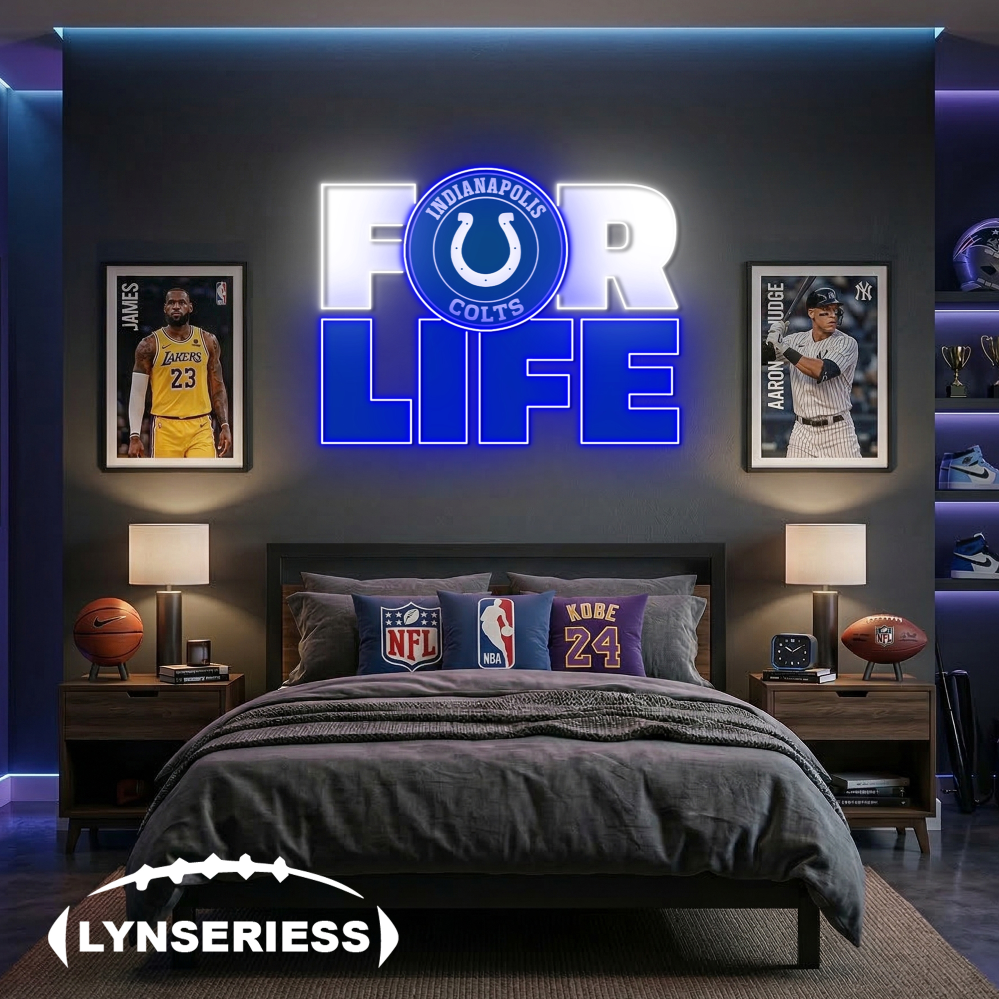 NFL Indianapolis Colts For Life Acrylic Neon LED Sign Man Cave Decor Fan Gift Idea
