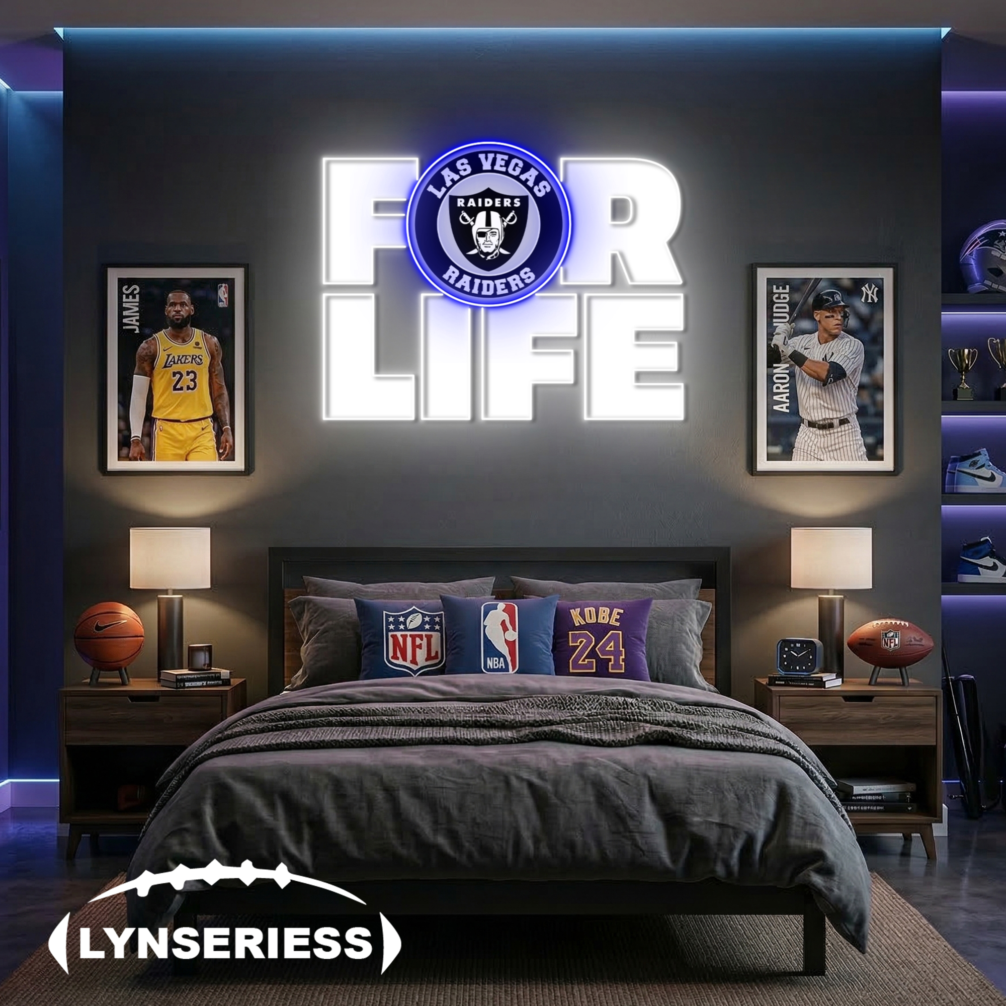 NFL Las Vegas Raiders For Life Acrylic Neon LED Sign Man Cave Decor Fan Gift Idea