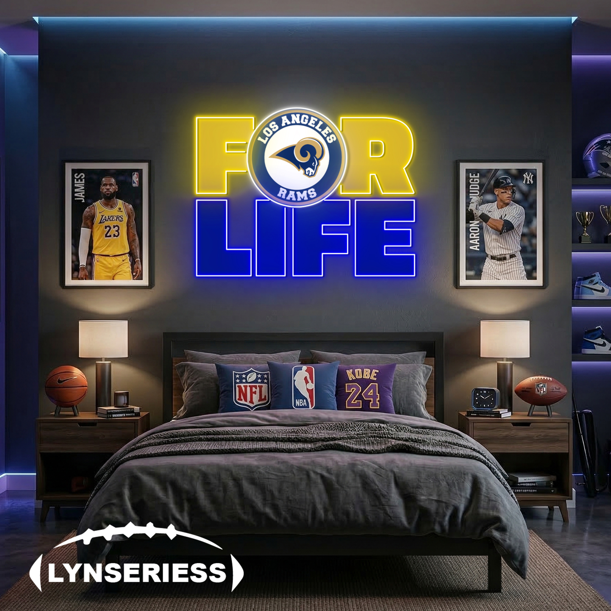 NFL Los Angeles Rams For Life Acrylic Neon LED Sign Man Cave Decor Fan Gift Idea