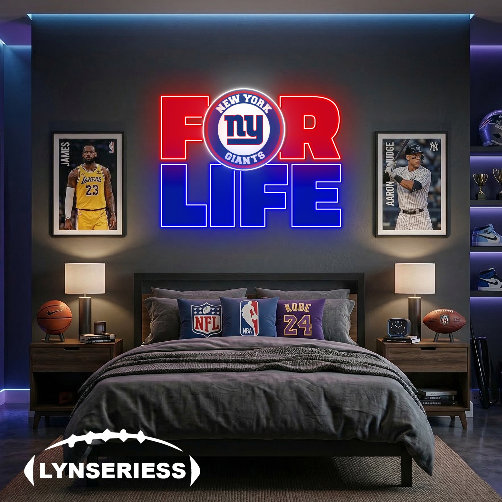 NFL New York Giants For Life Acrylic Neon LED Sign Man Cave Decor Fan Gift Idea