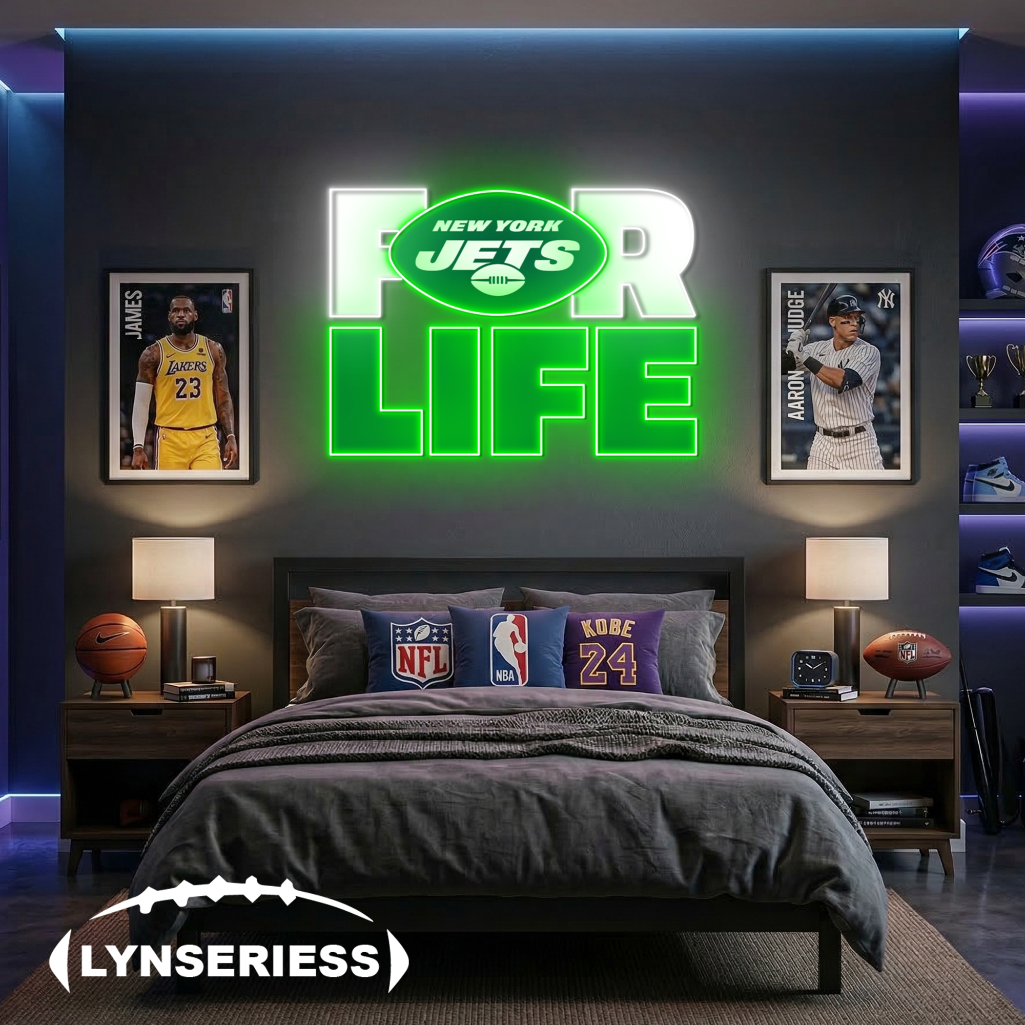 NFL New York Jets For Life Acrylic Neon LED Sign Man Cave Decor Fan Gift Idea