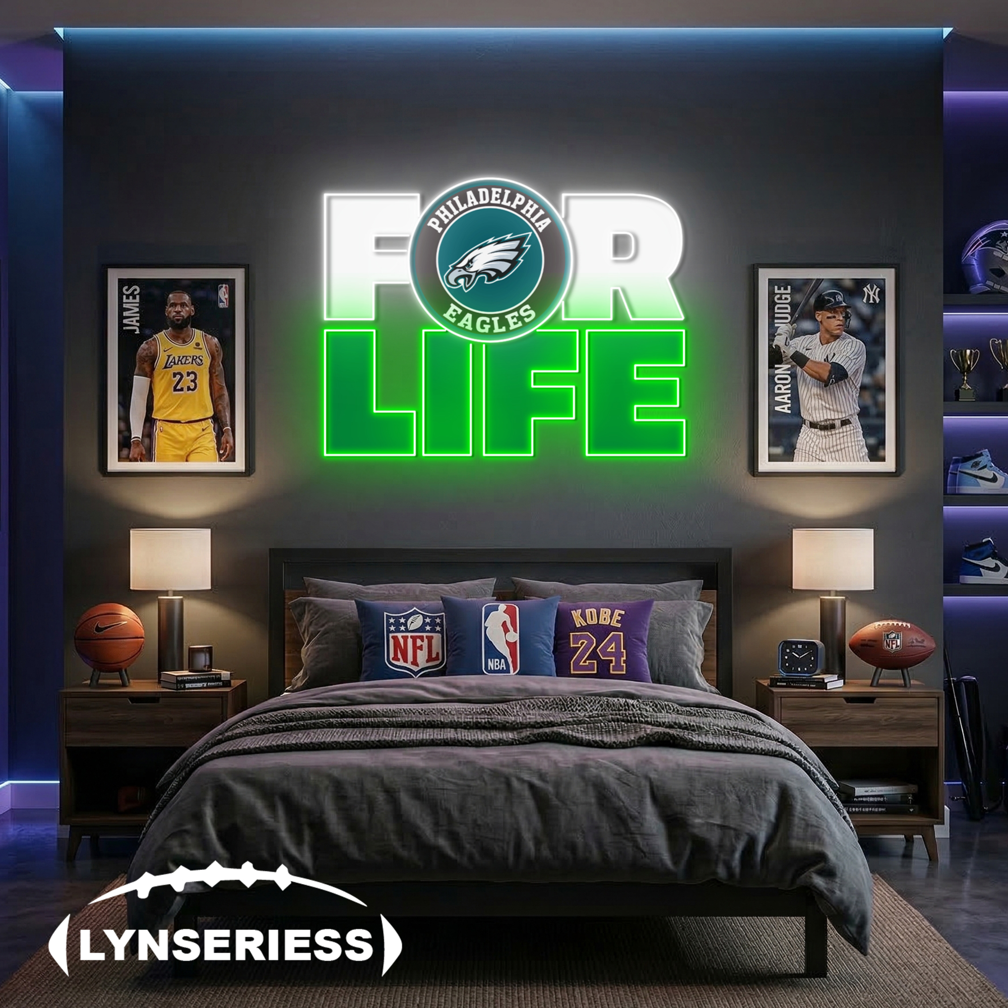 NFL Philadelphia Eagles For Life Acrylic Neon LED Sign Man Cave Decor Fan Gift Idea