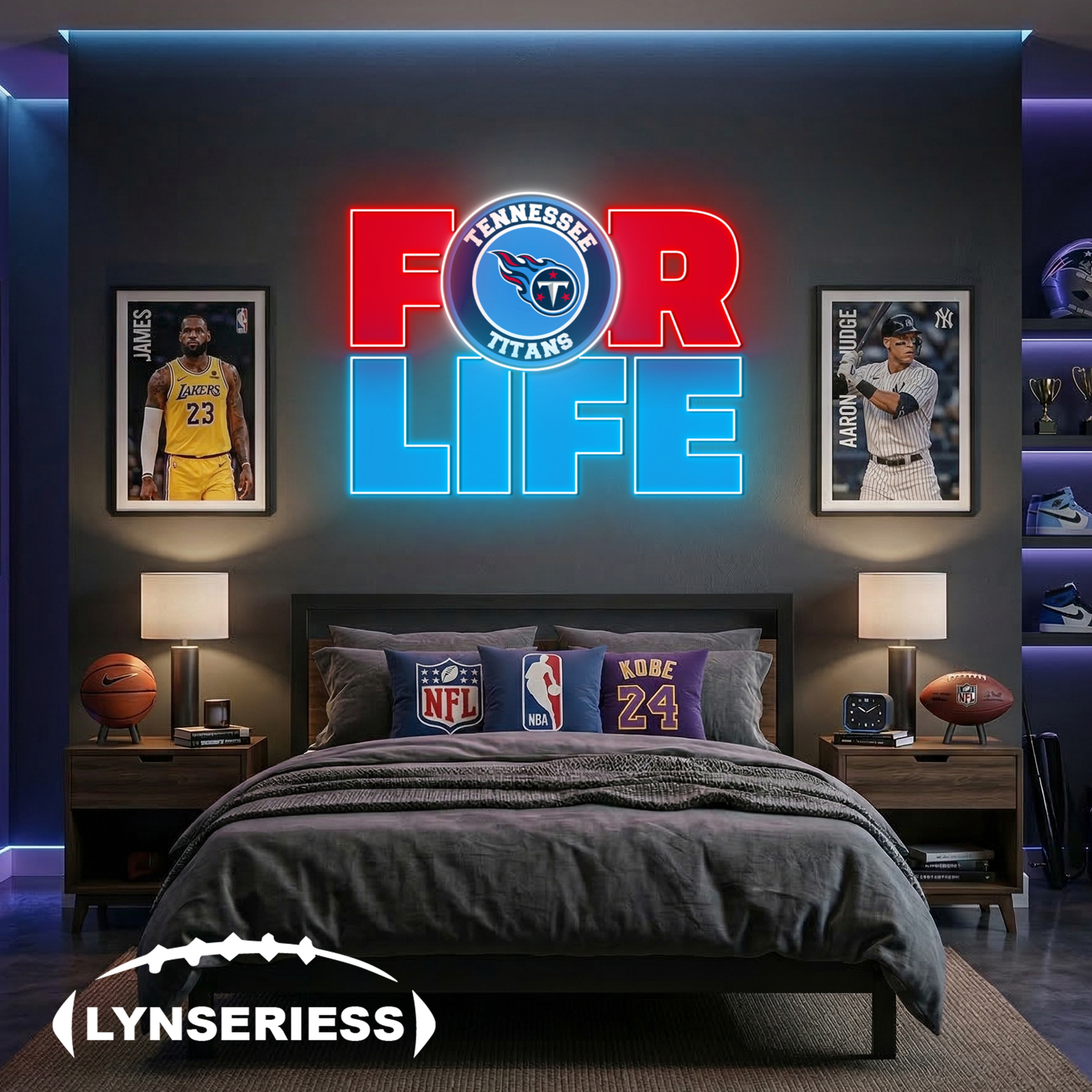 NFL Tennessee Titans For Life Acrylic Neon LED Sign Man Cave Decor Fan Gift Idea