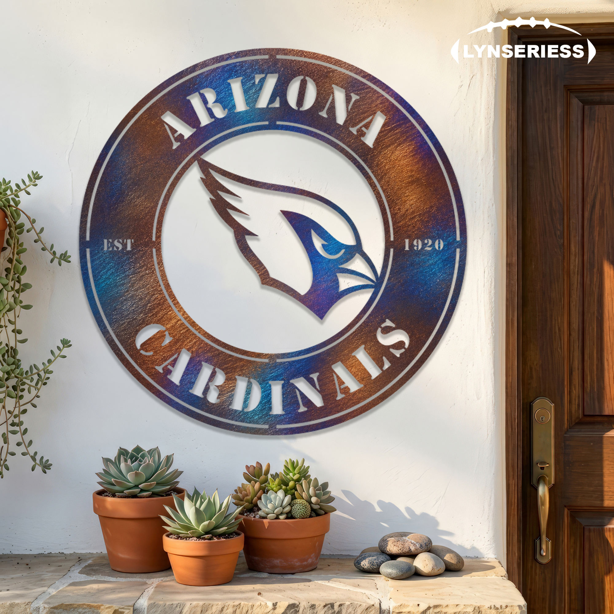 Arizona Cardinals NFL Fire Roasted Metal Wall Art Football Fan Gift Outdoor Patio Porch Vintage Decor