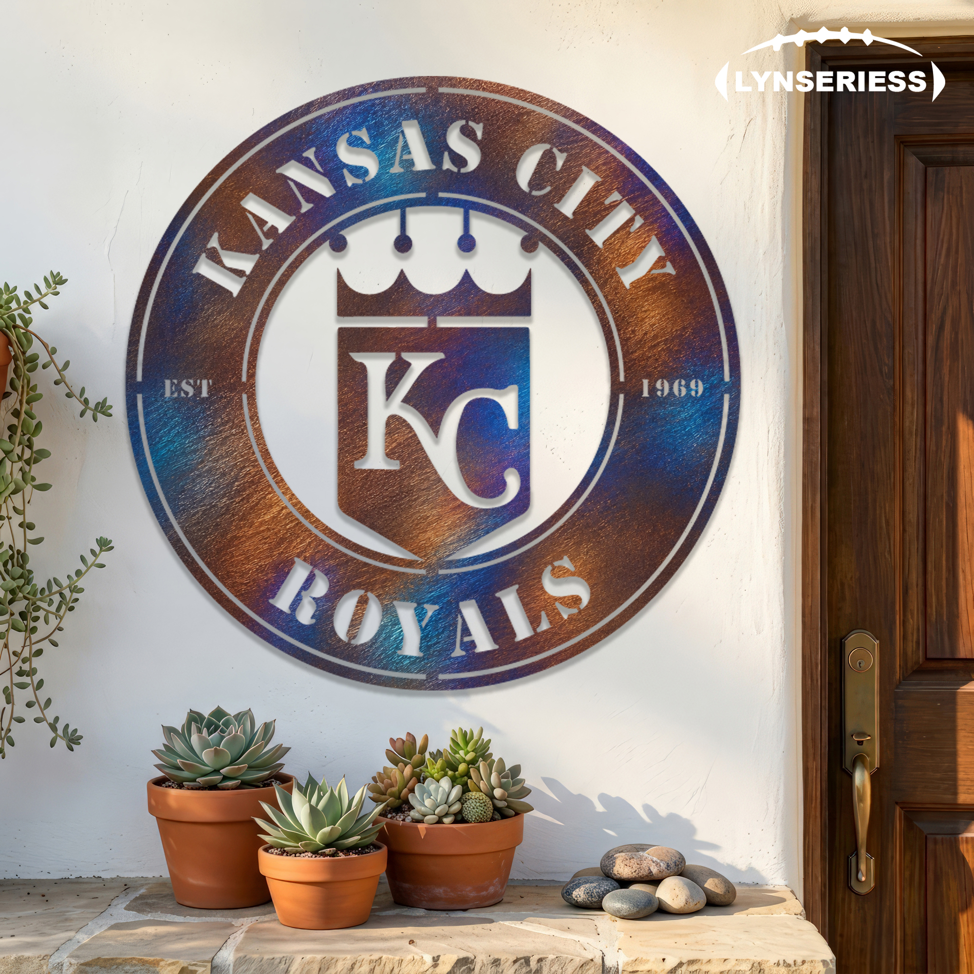 Kansas City Royals MLB Fire Roasted Metal Wall Art Baseball Fan Gift Outdoor Patio Porch Vintage Decor