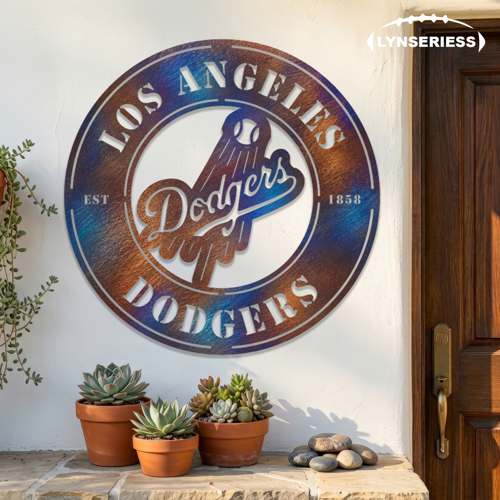 Los Angeles Dodgers MLB Fire Roasted Metal Wall Art Baseball Fan Gift Outdoor Patio Porch Vintage Decor