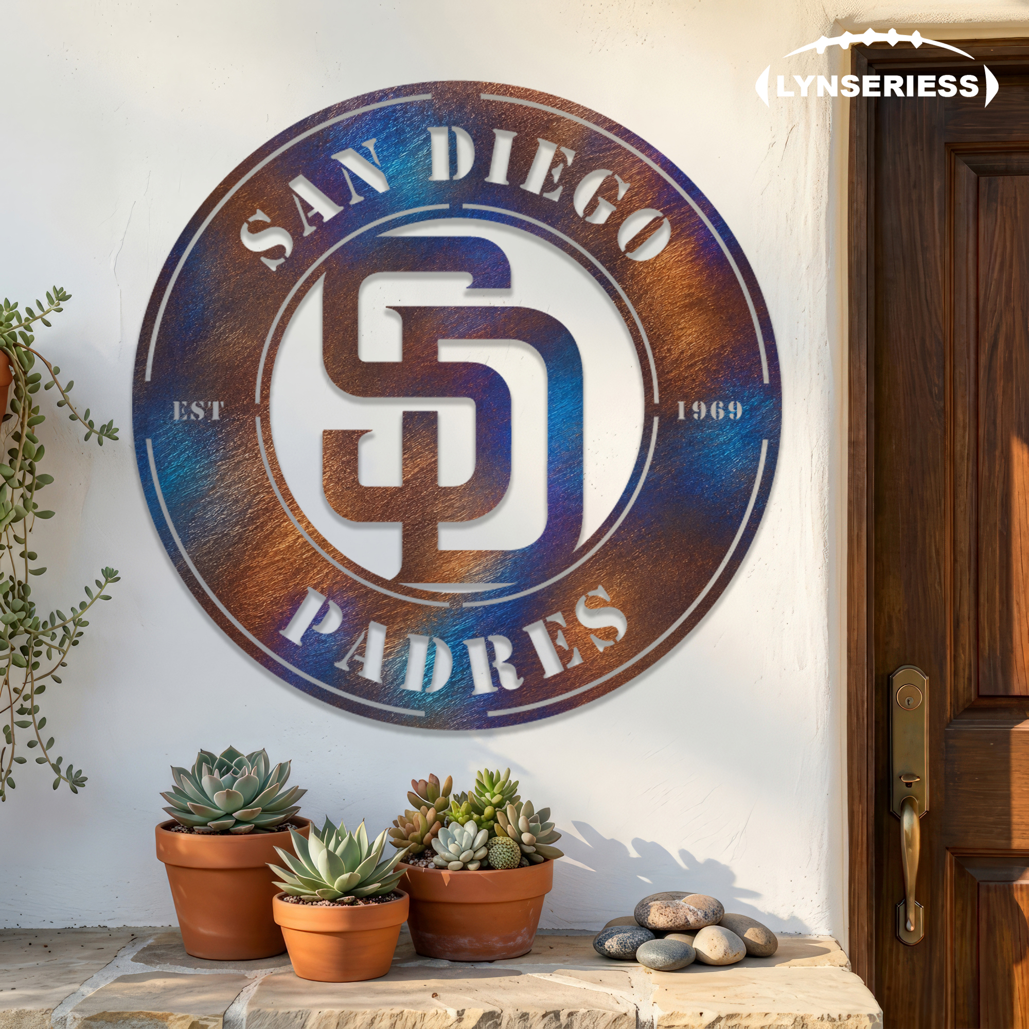 San Diego Padres MLB Fire Roasted Metal Wall Art Baseball Fan Gift Outdoor Patio Porch Vintage Decor