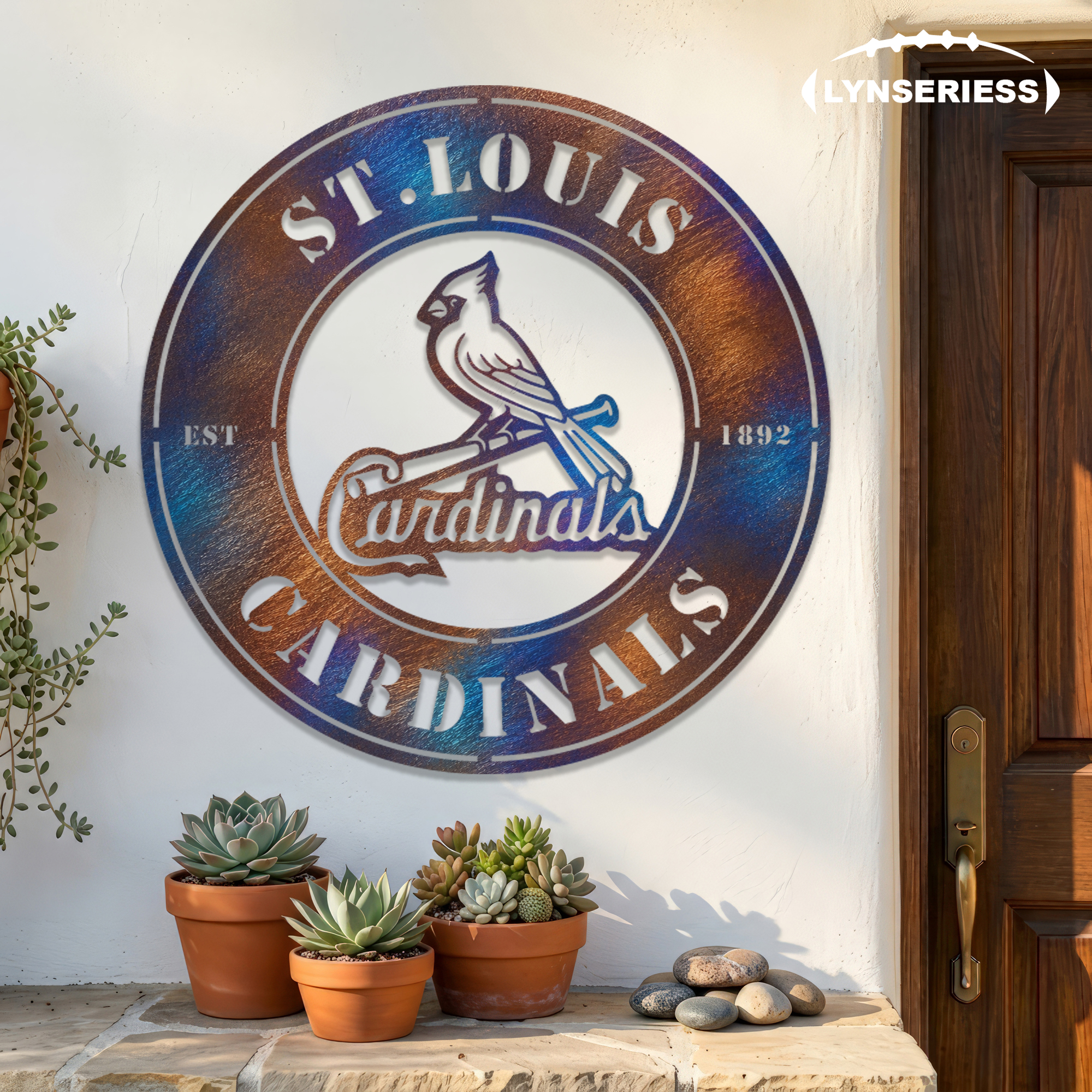 St. Louis Cardinals MLB Fire Roasted Metal Wall Art Baseball Fan Gift Outdoor Patio Porch Vintage Decor