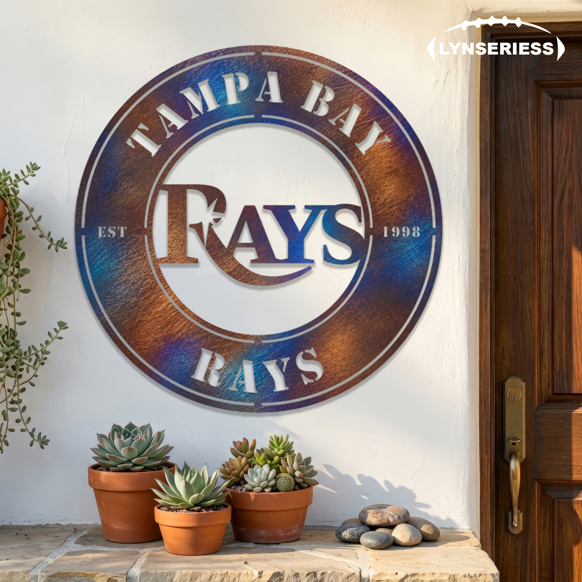 Tampa Bay Rays MLB Fire Roasted Metal Wall Art Baseball Fan Gift Outdoor Patio Porch Vintage Decor