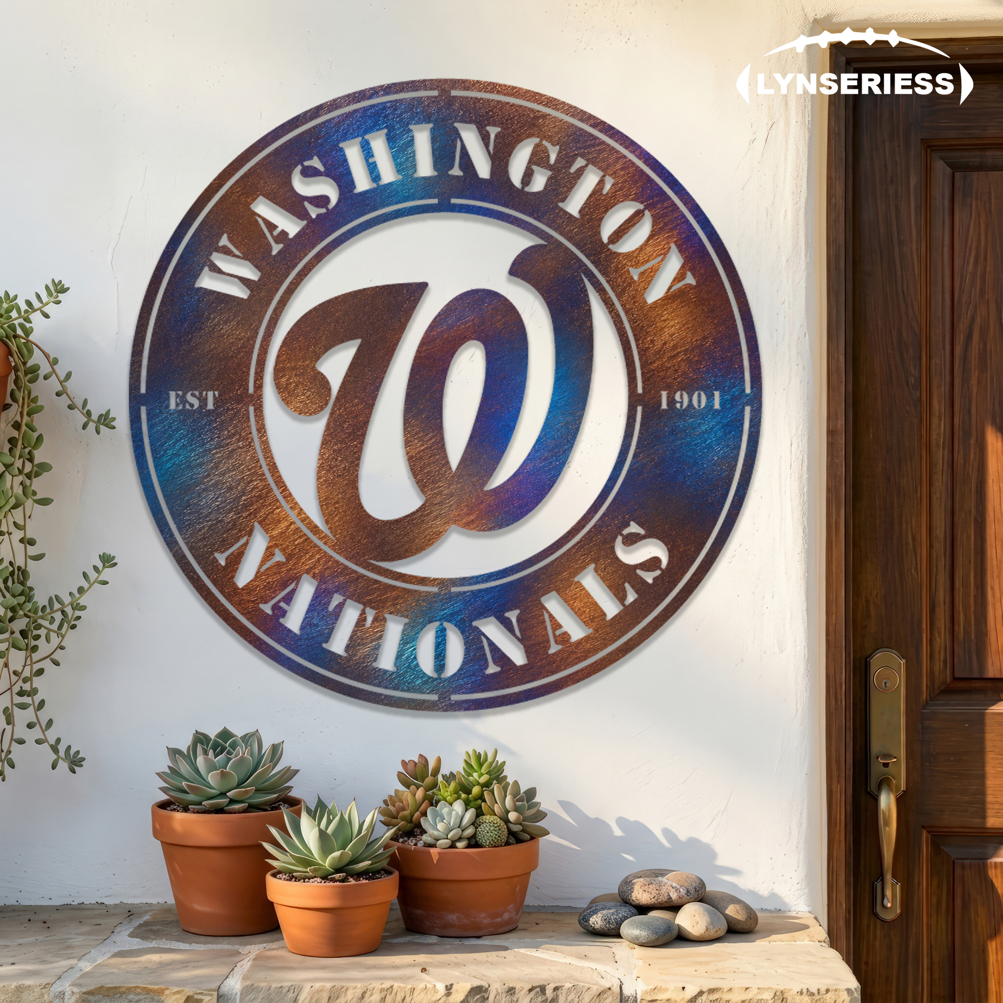 Washington Nationals MLB Fire Roasted Metal Wall Art Baseball Fan Gift Outdoor Patio Porch Vintage Decor